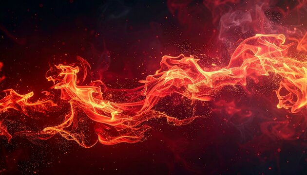 Fiery Abstract - Dynamic Flames and Smoke in a Dark Ambiance.