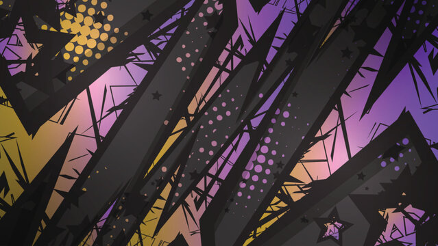Abstract Purple and Yellow Racing Esports Background with Dynamic Geometric Pattern and Streetwear Vector Illustration