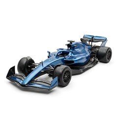 Obraz premium Sleek blue modern Formula 1 race car model isolated on a clean white background.