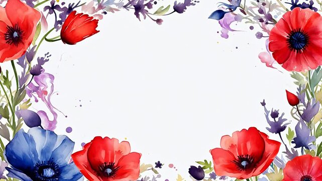 Digital vintage watercolor floral bouquet abstract background