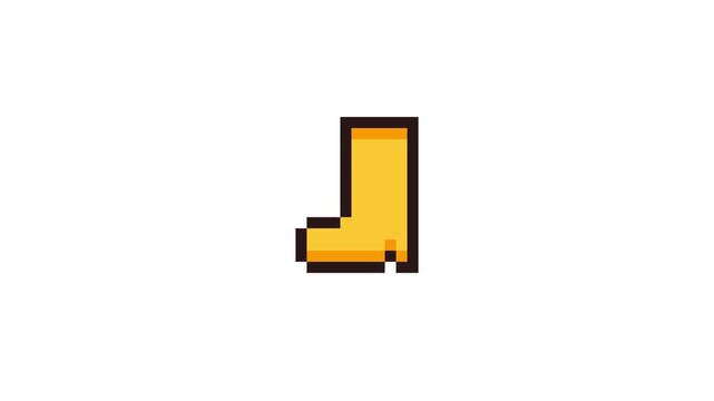 8-bit pixel art rain boots. looped animation 4k 30fps
