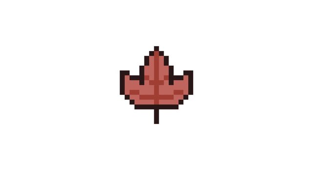 8-bit pixel art falling leaf. looped animation 4k 30fps
