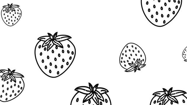 Animation of seamless shaking black and white strawberry