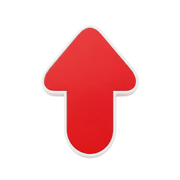Red arrow pointing up. Isolated 3D direction sign for navigation and growth concepts. isolated on transparent background