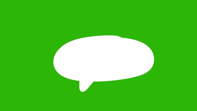 4K speech bubble zoom in and zoom out animation on green screen. Clean chat overlay for chroma key editing, messaging content, presentations, and motion graphics.