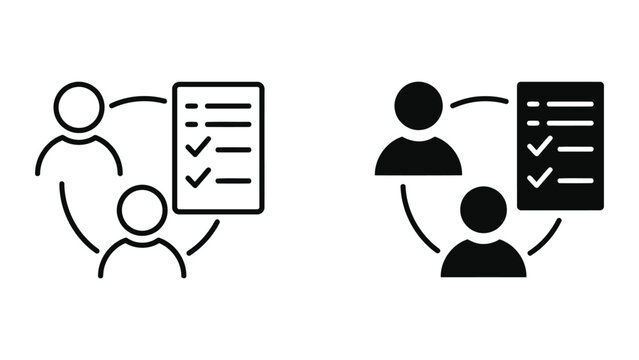 Business people checklist task management flat icon set with checklist, business