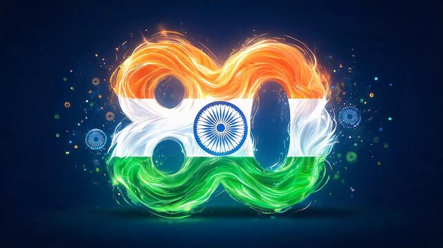 Abstract Tricolor Energy India 80th Independence Day Artwork