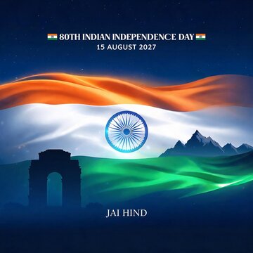 Indian National Flag 80th Independence Day Patriotic Tricolor Celebration Banner