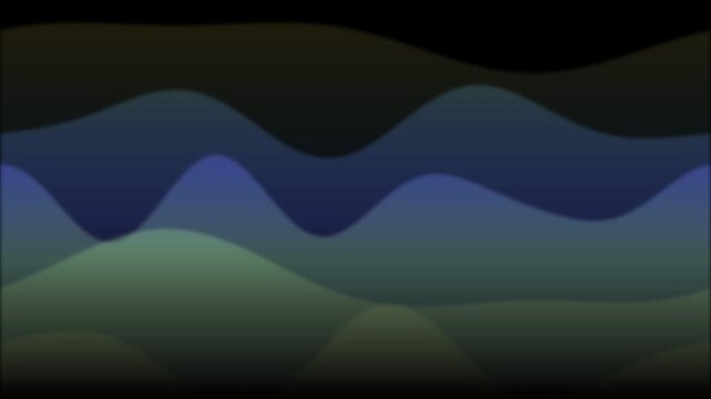 Layered undulating waves in dark blues and greens create an abstract depth effect