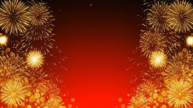 Vibrant fireworks exploding in the night sky.