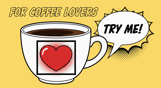 Coffee cup with heart, for coffee lovers, try me