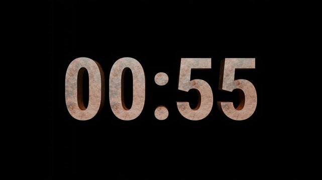 Countdown one minute with rusty metal timer 60 to 0 