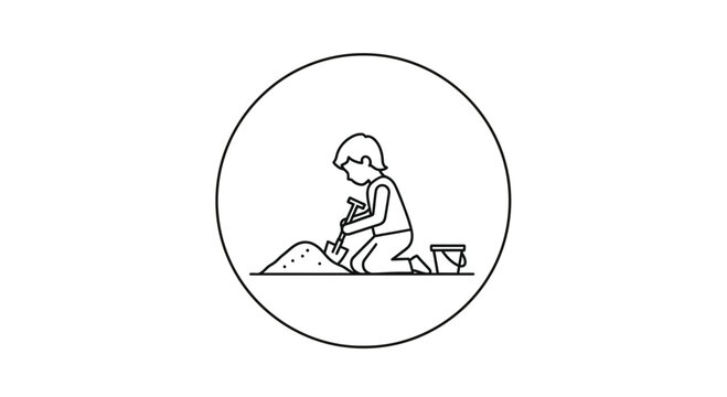 child playing with sand