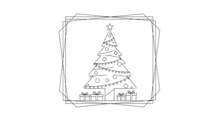 Fototapeta premium Christmas tree with gifts and decorations, hand drawn