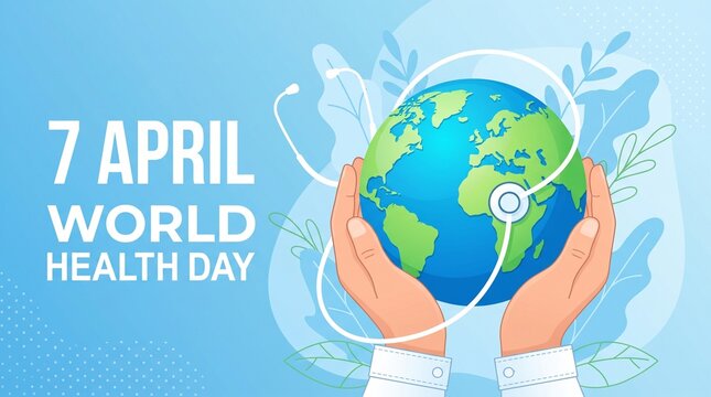 Hands holding globe for world health day