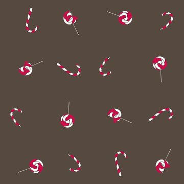 candys pattern design illustration on brown background 