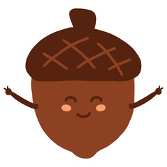 Cute Brown Acorn Autumn Woodland Illustration © Yoanita