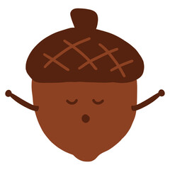 Cute Brown Acorn Autumn and Fall Season Illustration © Yoanita