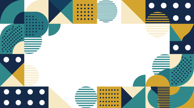 Modern frame background with geometric patterns and flat shapes for corporate slideshows