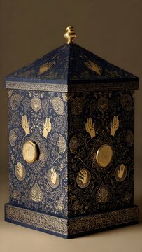 Luxury Islamic Charity Donation Box with Gold Pattern