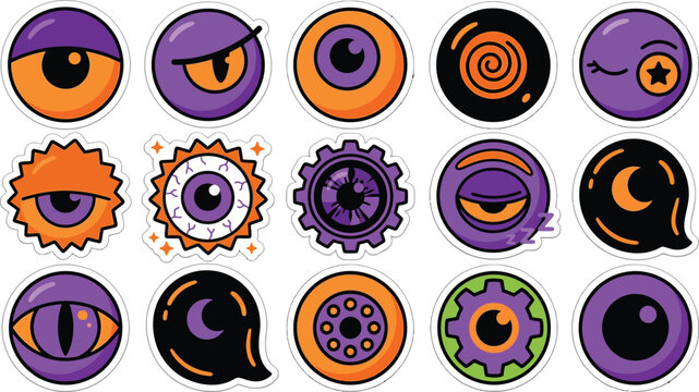 Halloween themed eyes with various designs and colors