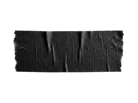 Black duct tape strip isolated on transparent background.