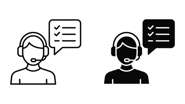 Customer support representative icon set with checklist customer helpdesk