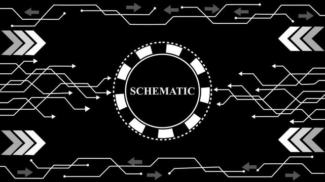 digital engineering schematic and circuit design animation, futuristic system architecture and technical blueprint interface, high-tech electronic schematic and hardware layout,and 4k animation video