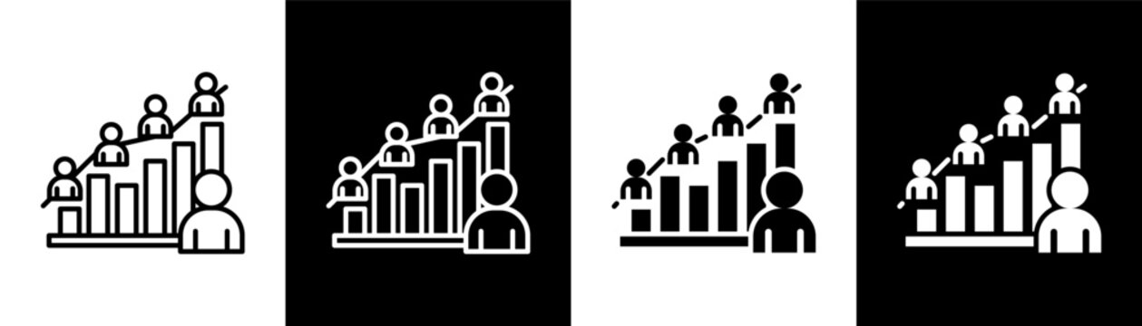 Graph white and black icon set design