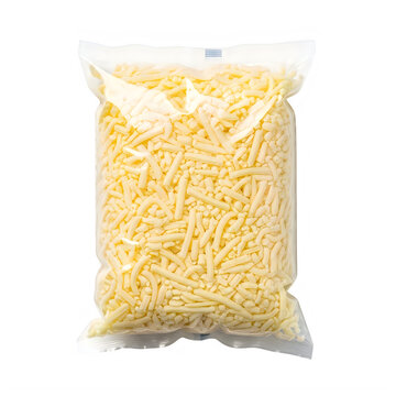 Yellow corn kernels in a clear plastic bag