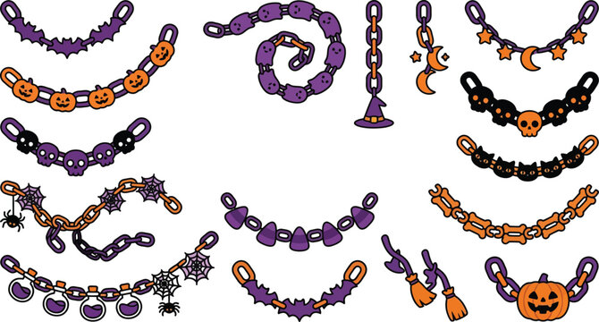 Halloween-themed cartoon chains and accessories for design and decoration