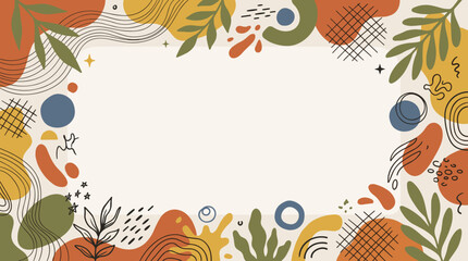 Naklejka premium Abstract floral background with boho organic shapes and hand drawn elements for invitation