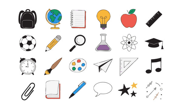 Educational School Supplies Collection.