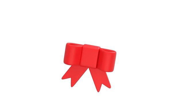 Pink Bow Ribbon icon 3d rendering animation on 4k	