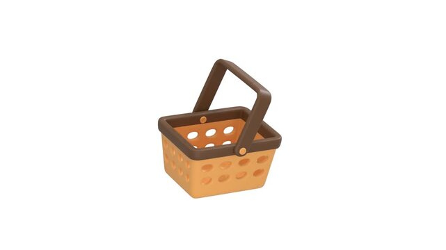 Picnic Basket icon 3d rendering animation on 4k	