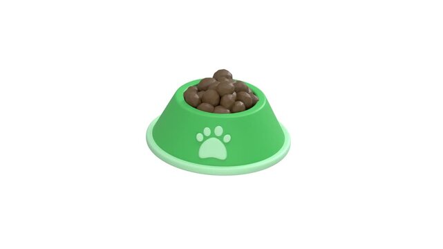 Dog food bowl icon 3d rendering animation on 4k	