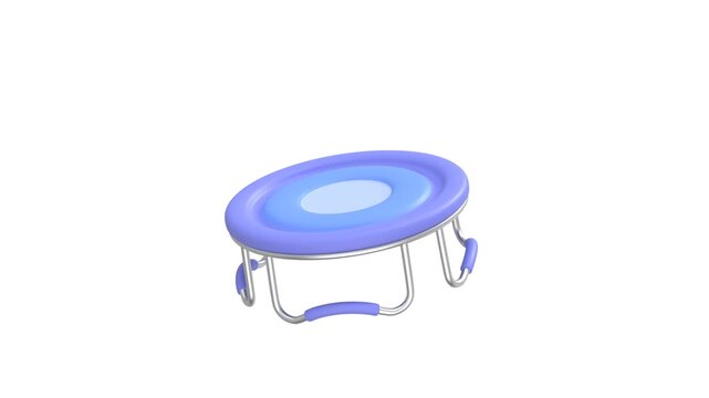 Trampoline icon 3d rendering animation on 4k	