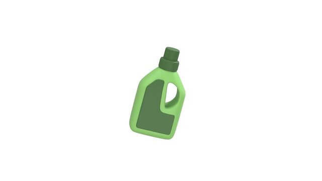 Detergent bottle icon 3d rendering animation on 4k	