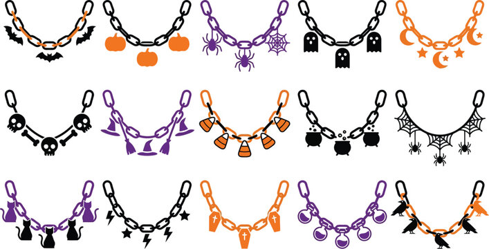 Spooky Halloween chain clip art collection for design and marketing projects