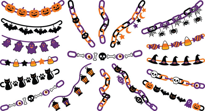 Colorful Halloween Party Decoration Chains and Garlands for Festive Celebrations and Events