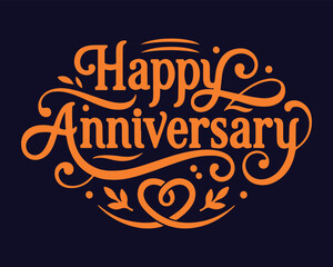 Obraz premium Happy anniversary calligraphy greeting card