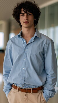 Confident Adult Man in Business Attire Engaging in Meaningful Conversation, Exuding Professionalism and Approachability in a Contemporary Office Setting