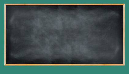 Empty blackboard with wooden frame on a teal background. © Rawpixel.com
