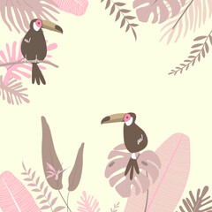 Pastel tropical summer bird border, cream design © Rawpixel.com