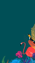Colorful tropical bird iPhone wallpaper, green design © Rawpixel.com