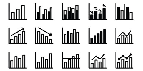 Obraz premium A comprehensive bar graph bundle featuring various hand drawn business chart icons for data analysis and financial reporting