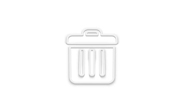 Animated trash bin icon emerges from abstract lines into delete symbol