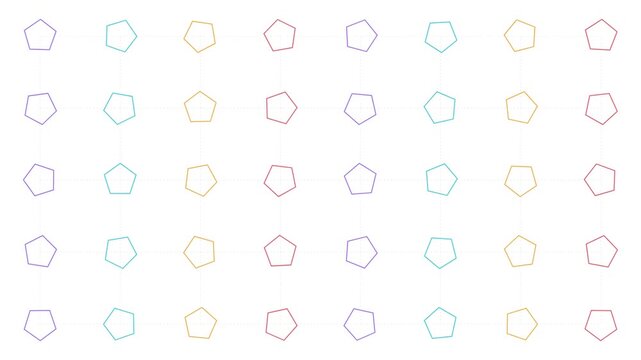 Colorful rotating pentagon geometric pattern motion background