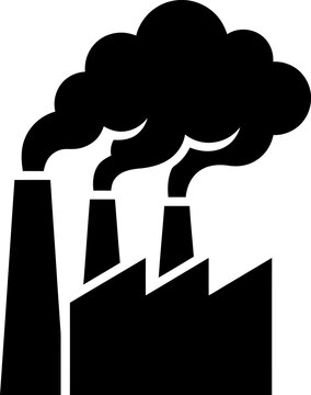 Industrial factory smokestacks air pollution icon