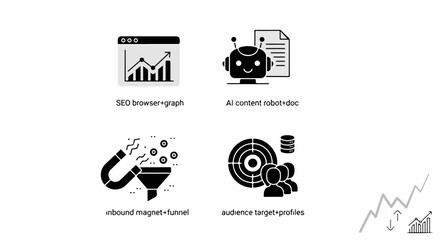 Fototapeta premium Digital marketing and SEO strategy icons set